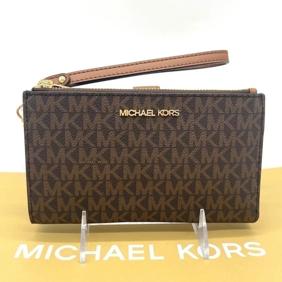 Michael Kors Double Zip Wallet Brown - Picture 1 of 7
